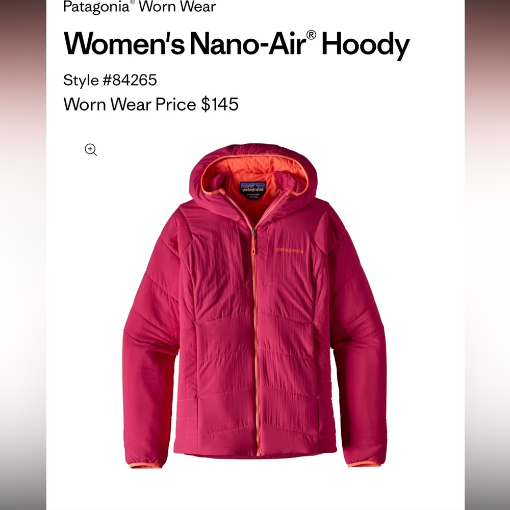 Patagonia Women's nano-air hoody- Orange and Pink. Small